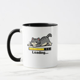 Caneca Barra de Carregamento de Gato Esticado Cartão Moti