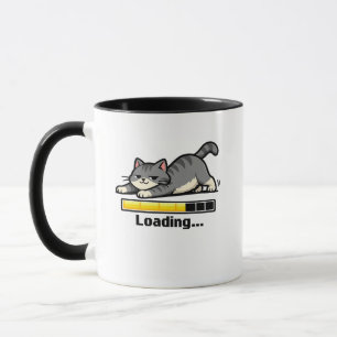 Caneca Barra de Carregamento de Gato Esticado Cartão Moti
