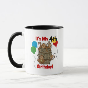 Caneca barril de macacos 4º aniversário