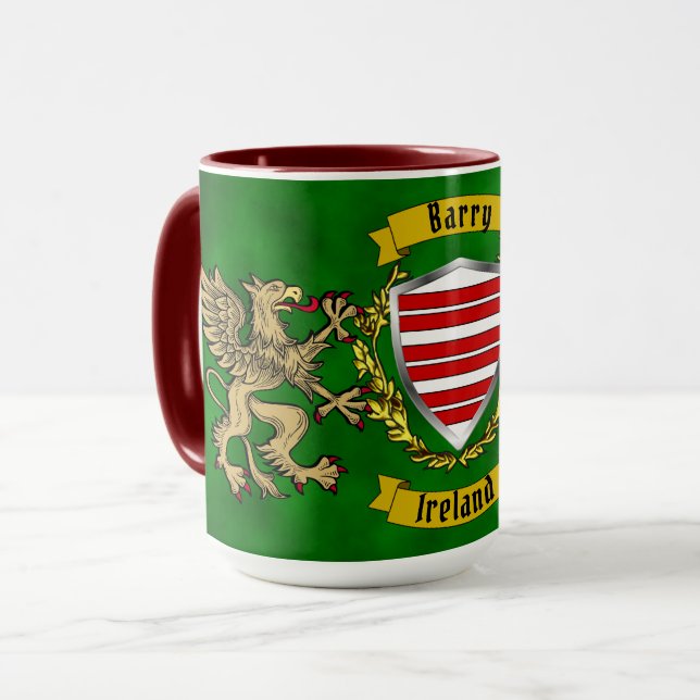 Caneca Barry Irish Shield & Griffins Personalizado (Frente Esquerda)