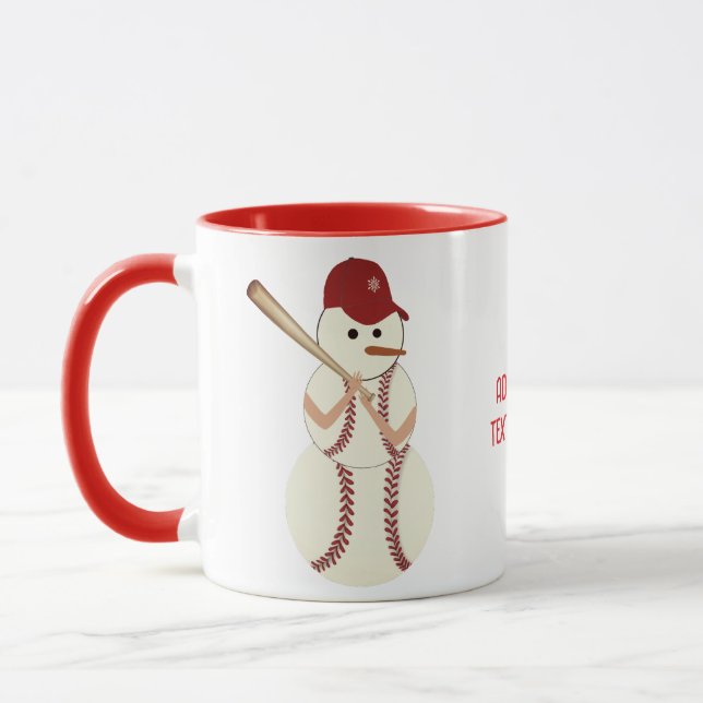 Caneca Baseball de Natal Snowman, Beisebol Feriado (Esquerda)