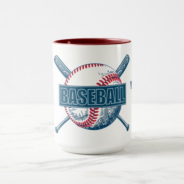 Caneca Baseball Personalizado, Texto e Cores (Centro)