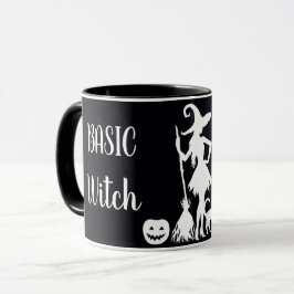 Caneca BÁSICO PERSONALIZADO BRUXA COM GATO Presente Diver