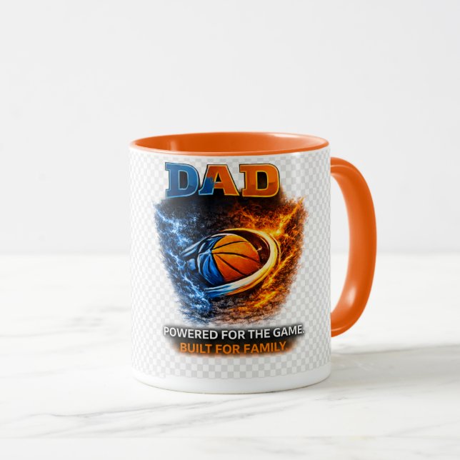 Caneca Basketball Dad – Carregado para o Jogo, Mot (Frente Esquerda)