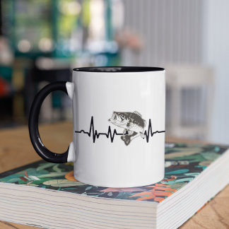 Caneca Bass Fish Pulse Heartbeat Esporte Hobby