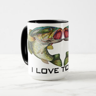 Caneca Bass Heart Love to Fish Mug