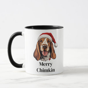 Caneca Basset Hound Cachorro Chapéu de Papai Noel Natal