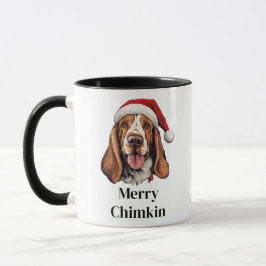 Caneca Basset Hound Dog Santa Hat Natal