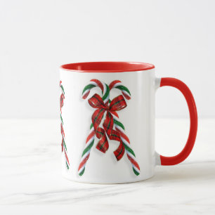 Caneca Bastões e fitas de doces do Natal