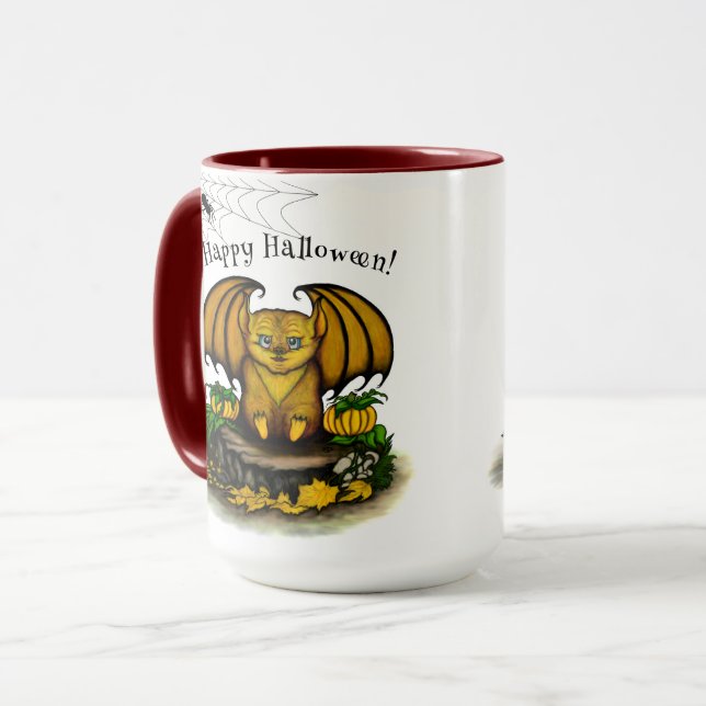 Caneca Bat Bonito do Halloween (Frente Esquerda)