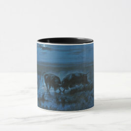 Caneca Batalha ao Luar do Lua (Búfalos de Água Lutando)