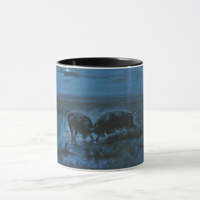 Caneca Batalha ao Luar do Lua (Búfalos de Água Lutando) (Centro)