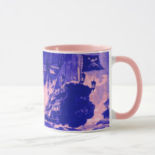 Caneca BATALHA DE NAVIO PIRATA / azul roxo