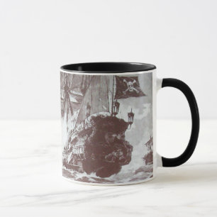 CANECA BATALHA DE NAVIO PIRATA EM PRETO