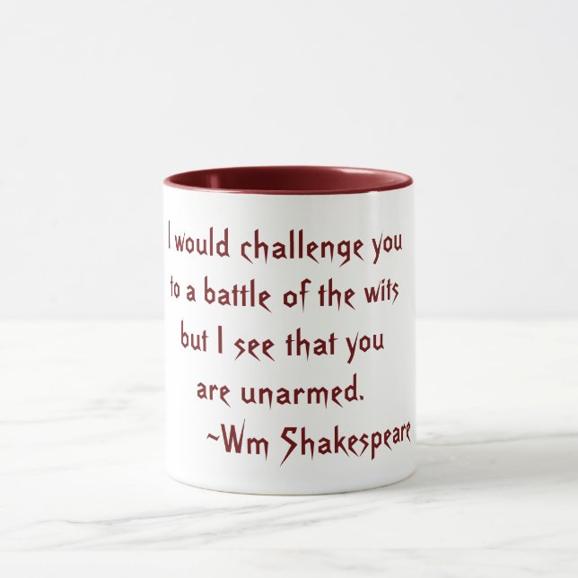 Caneca Batalha de Wits Shakespeare Citação Vermelha e Bra (Centro)