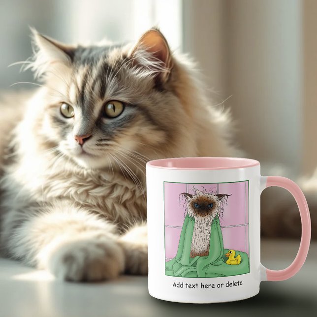 Caneca Bath Time Siamese Cat (Criador carregado)