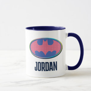 Caneca Batman   Logotipo de Bolinhas rosa
