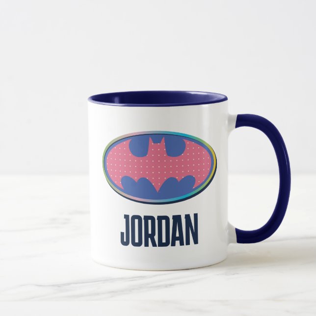 Caneca Batman | Logotipo de Bolinhas rosa (Direita)