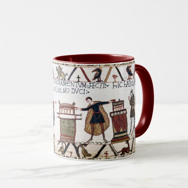 Caneca BAYEUX TAPESTRY Harold fez juramento sobre Relíqui (Frente Esquerda)