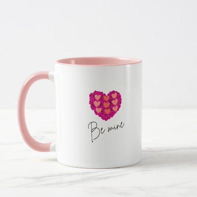 Caneca Be Mine Valentine shirt |Rose with Heart Love (Esquerda)