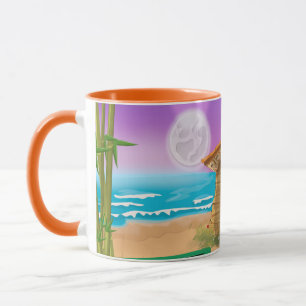 Caneca Beach Hut na praia iluminada pela lua