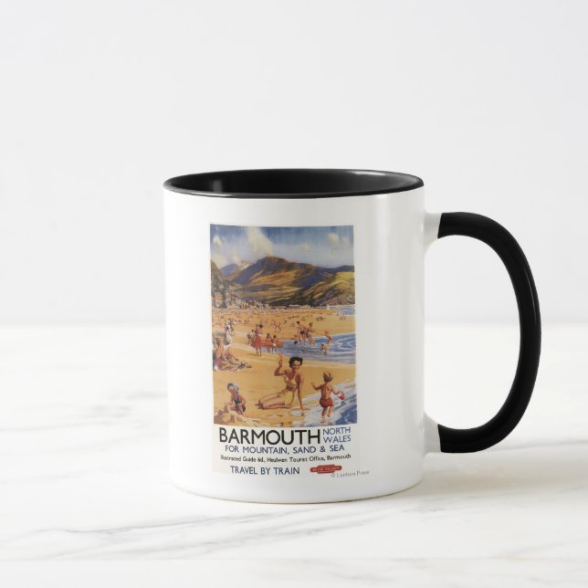 Caneca Beach Scense Madre e Crianças British Rail (Direita)