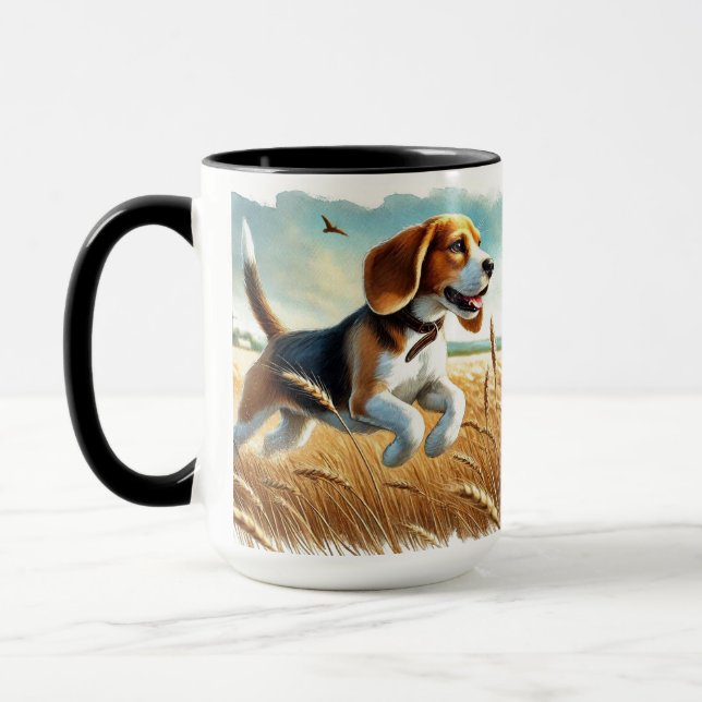 Caneca Beagle Correndo Pela Taça De Café De Campo (Esquerda)