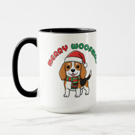 Caneca Beagle Mug de Natal: Woofmas Felizes