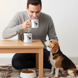 Caneca Beagle Preto em Branco e Café Personalize