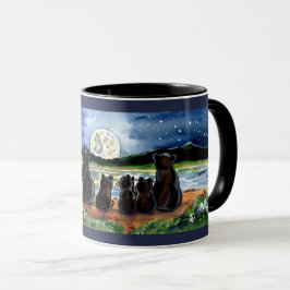 Caneca Bear Family e Moon Night Designer Blue Mug
