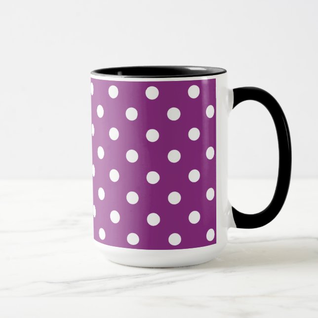 Caneca Beautiful Blackberry Color With White Polka Dots (Direita)