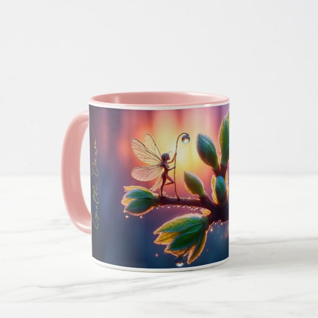 Caneca Beautiful spring nature with miniature pixie art (Frente Esquerda)