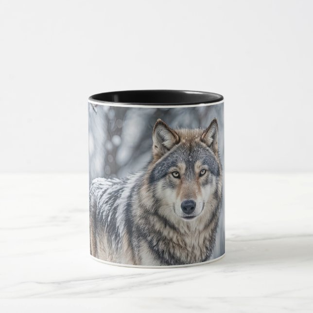 Caneca Beautiful  Wolf in Snow Wildlife (Centro)
