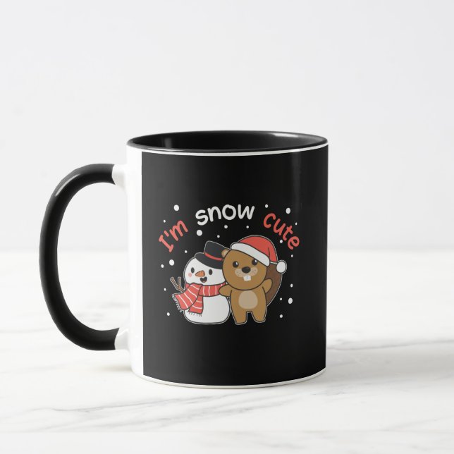 Caneca Beaver, sou Snow Cute Snowman Snowman Pun (Esquerda)