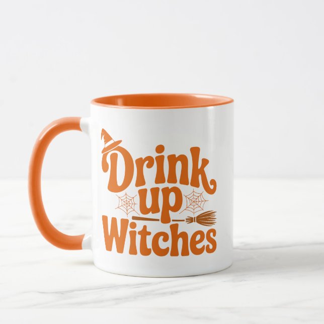 Caneca Beba Até o Fim Bruxas Retrô Halloween (Esquerda)