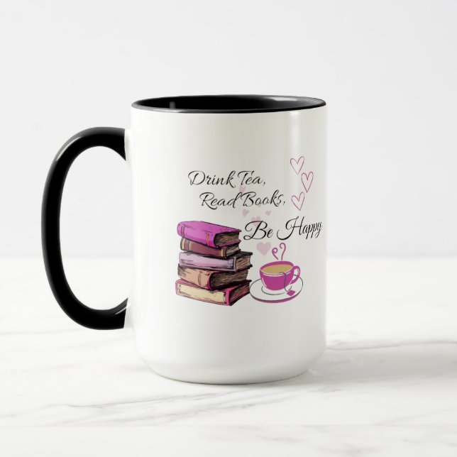 Caneca "Beba chá. Leia Livros. Seja feliz. - Cozy Reader  (Esquerda)