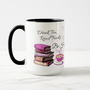 Caneca Beba os livros de leitura de chá Seja feliz, café 