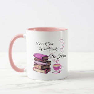 Caneca Beba os livros de leitura de chá Seja feliz, café