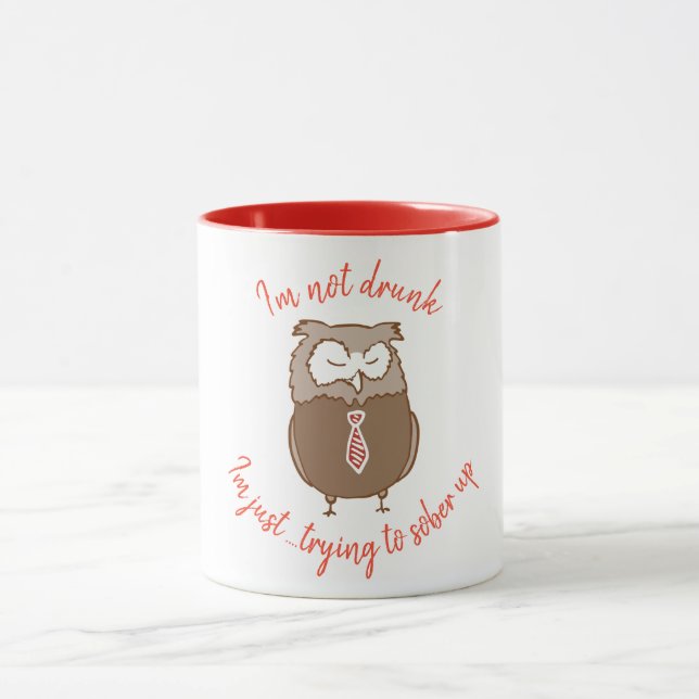 Caneca Bebado engraçado coruja bonitinha humor de bebendo (Centro)