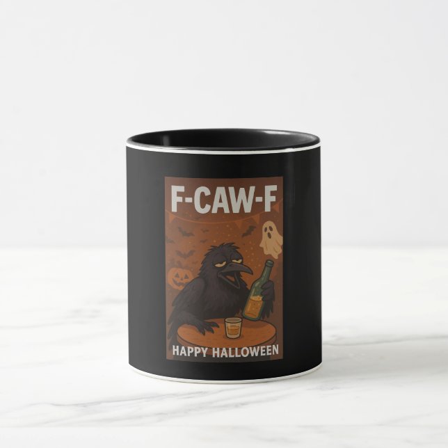 Caneca Bebado F-CAW-F Raven Halloween Coffee Mug (Centro)