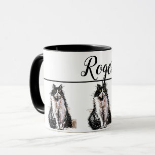 Caneca Bebê Black White Tuxedo cat Gatos Whimitart Mug