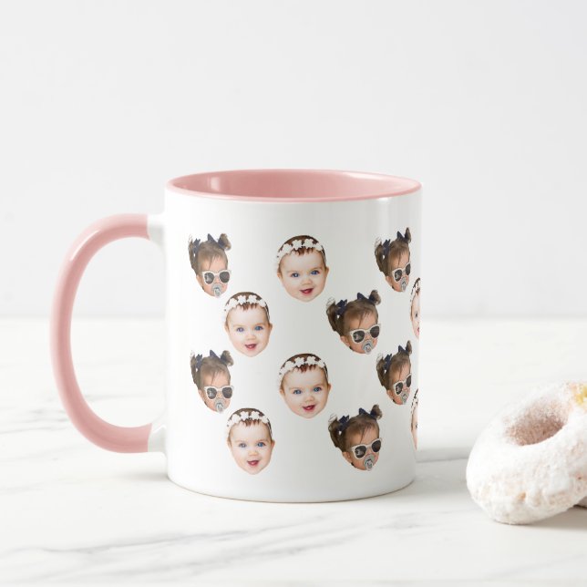 Caneca Bebê Cute Personalizado Face 2 Fotos (Com Donut)