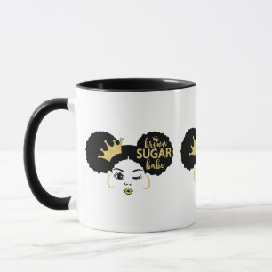 Caneca Bebê de açúcar castanho a preto e Dourado