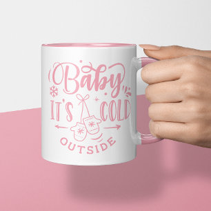 Caneca Bebê É Frio Fora do Natal Rosa