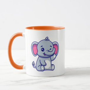 Caneca Bebê Elefante Fofo Sentado Cartoon-23800