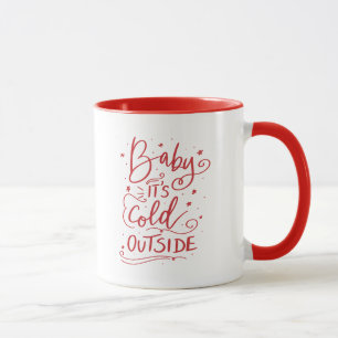 Caneca Bebê Está Frio Lá Fora Script Red Holiday