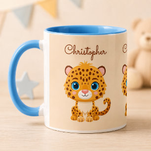 Caneca Bebê Fofa Leopardo Safari Animal Crianças