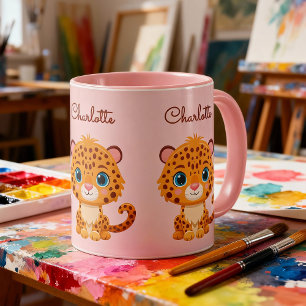 Caneca Bebê Leopardo Fofo Animais de Safari Crianças