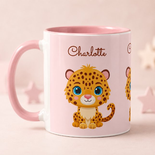 Caneca Bebê Leopardo Fofo Animais de Safari Crianças (Criador carregado)