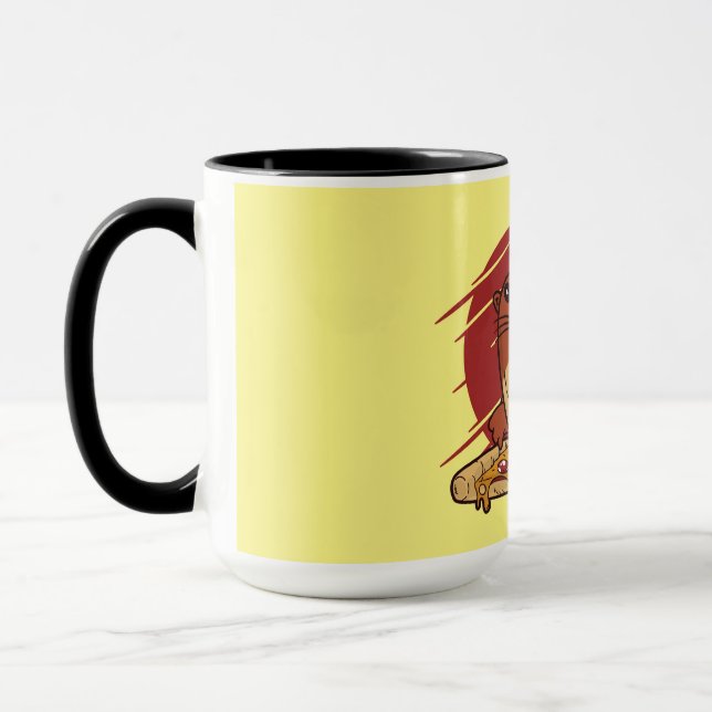 Caneca Bebê Lontra Fofa Comendo Pizza Deliciosa Design (Esquerda)